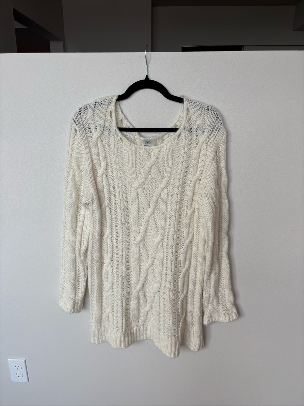 Off-the-Shoulder Cable Knit Sweater - Cream